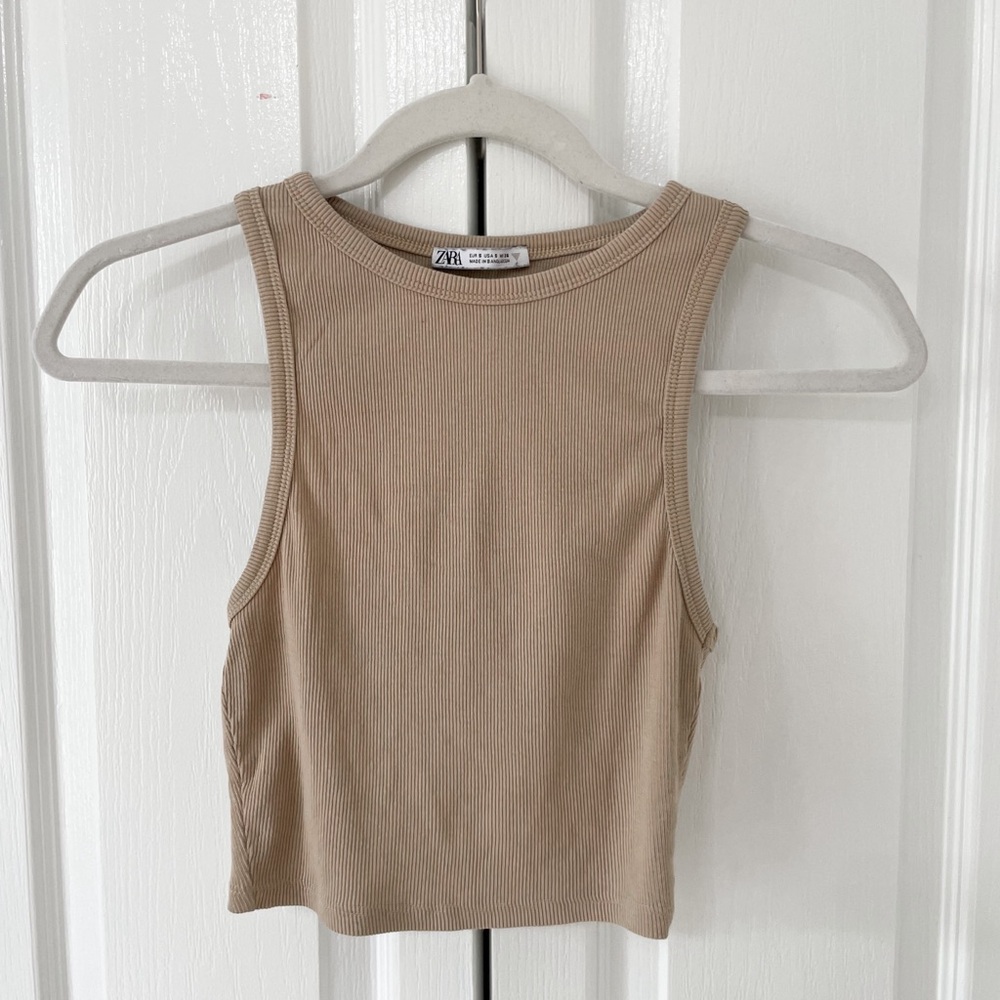 Zara knitted tan crop top